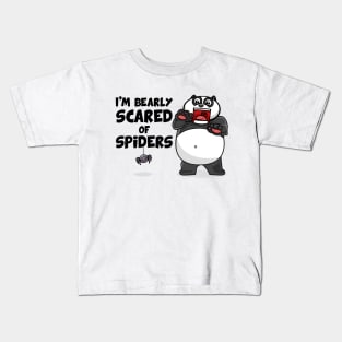Bearly scared of spiders (on light colors) Kids T-Shirt
